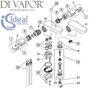 Ideal Standard Ceramix Blue Dual Control Bath Shower Mixer Tap Spare Parts - IDL DV 184